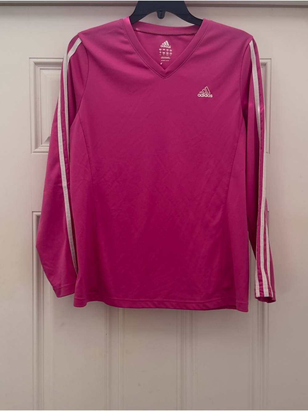 adidas Women’s Hot Pink Long-Sleeve V-Neck Training Shirt